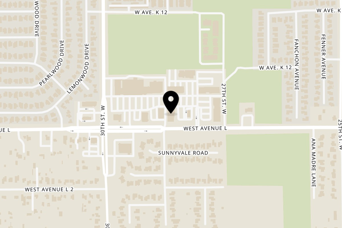 Map showing the location of Randys Chicken And Waffles on 2791 W Ave L in Lancaster